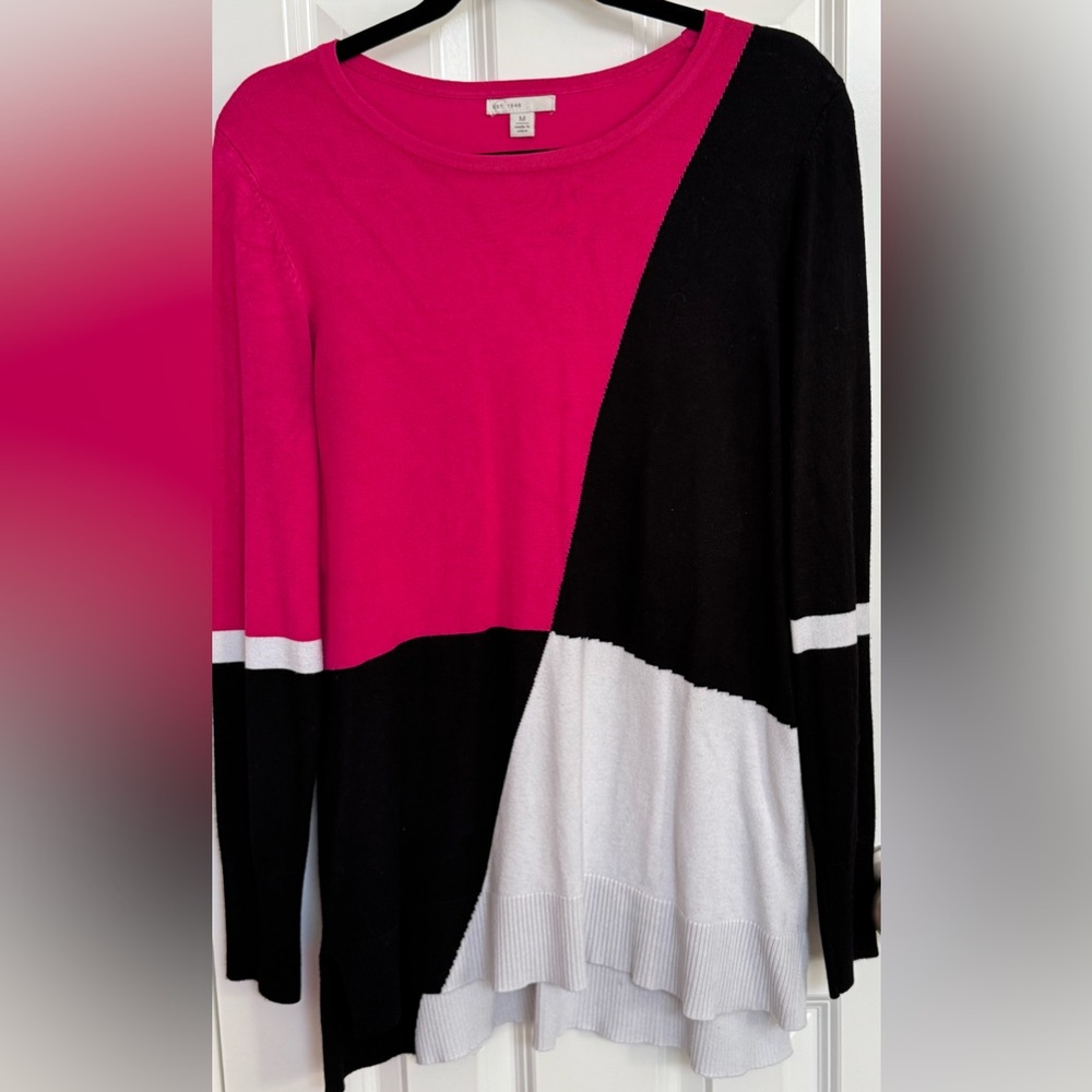 Cato Women's Colorblock Sweater - Pink, Black, and White